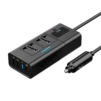  Автомобильный инвертор мощности от 12 В до 220 В USB Сигаретный конвертер Светодиодный дисплей