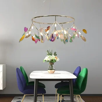 Агатовая лампа натурального цвета Скандинавская люстра-светлячок гостиная спальня столовая Светодиодное романтическое осветительное устройство люстра