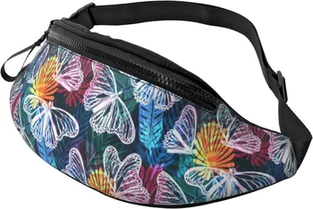 Акварельная бабочка Fanny Pack Поясная сумка с регулируемой сумкой для мужчин и женщин на открытом воздухе Спорт Пешие прогулки Беговой тренажерный зал