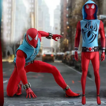 Алый Человек-паук Костюм Косплей В капюшоне Паучок Мальчики Спандекс 3D Prined Косплей Disfraces De Хэллоуин Костюм Боди Супергерой