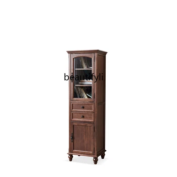 Американский стиль Массив дерева Винный шкаф Шкаф для хранения Настенный однодверный высокий шкаф Гостиная Небольшой книжный шкаф Домашняя мебель