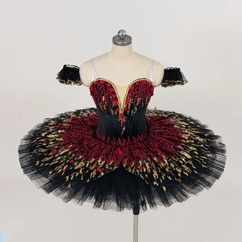 Балетная юбка с пайетками черного лебедя для женской сцены Paris Flame
