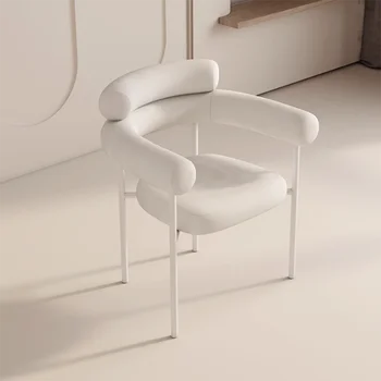 Белый скандинавский стул для гостиной Роскошный кожаный туалетный столик для спальни Офисные стулья Arm Dining Design Woonkamer Stoelen Домашняя мебель