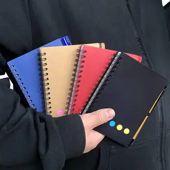 Блокнот с держателем для ручки Прочный набор спиральных блокнотов со спиральной ручкой Стикер для записной книжки для офисной школьной рабочей тетради