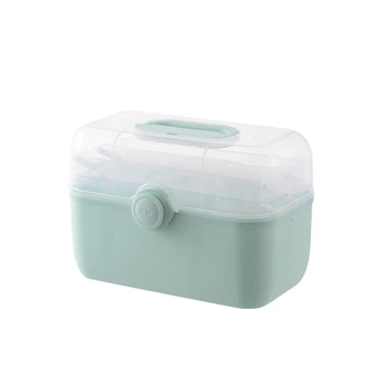  Большая емкость Органайзер для семейной медицины Коробка Портативный набор Коробка для хранения лекарств Зеленый пластик
