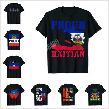 Больше Дизайн Гаити Гордый Гаитянский флаг Карта Гордость Винтаж Футболка Для мужчин Женщины Футболка Хип-хоп Топы Хлопковые футболки