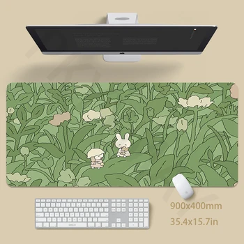 Большие игровые коврики для мыши Симпатичный зеленый коврик для мыши Компьютерный коврик для мыши Настольный коврик 90x40 см Настольные коврики для клавиатуры ПК Настольный коврик