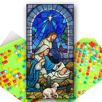 Большой размер 5d алмазная живопись Рождество Иисус рождение крест и голубь мозаика круглый алмаз вышивка дом настенный декор ручная работа
