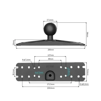  Большой шаровой адаптер для морской электроники - кронштейн эхолота размера D 3 x 11 дюймов Универсальное основание с монтажным отверстием