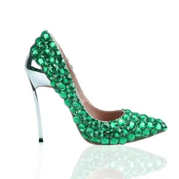 Весенний цвет бриллиантовые пайетки шпилька остроконечная свадебная обувь банкетное платье большой размер женская обувь на заказ
