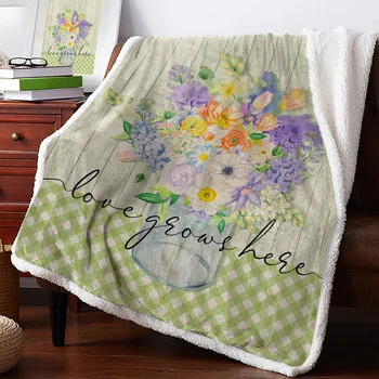 Весенний цветочный акварель Плед Зимнее теплое кашемировое одеяло для кровати Шерстяные пледы для офисного покрывала