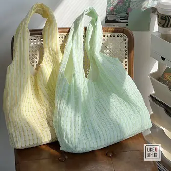 Весна и лето новая мятно-зеленая клетчатая холщовая сумка в свежем цвете конфет на одно плечо художественная универсальная сумка для женщин