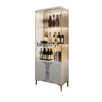 Винный шкаф Современная минималистичная гостиная Стена Стеклянный винный шкаф Витрина Светлый роскошный винный шкаф высокого класса