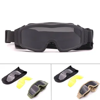 Военные тактические очки 3 линзы Ветрозащитный пейнтбол Страйкбол Защита безопасности Очки Военная игра Cs Противоударные спортивные очки