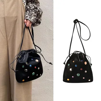 Высококачественная дорожная кожаная модная женская сумка на шнурке Новый стиль плеч рюкзак женский пучок карман подарочная сумка для хранения PU