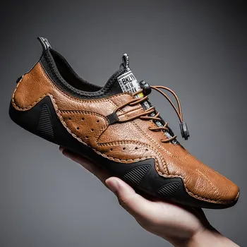 Высококачественная натуральная кожа Мужская обувь Set foot Повседневная обувь Slip On Men Locages Мужчины Балетки Мокасины Обувь Большие размеры Обувь ручной работы