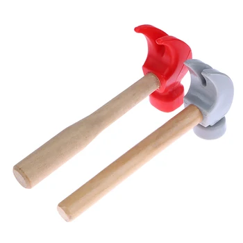  Детская симуляция молотка деревянная ручка твердый молоток игрушка бит инструмент для ремонта мини деревянный молоток твердый полипропиленовый пластик супер прочный
