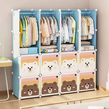 Детский гардероб Одежда Складные шкафы Простота Прочный Куб Сращивание Шкафчик для хранения Складная пыленепроницаемая мебель для спальни