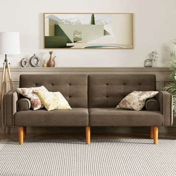 Диван-кровать-футон Трансформируемый секционный диван-кровать, Сплит-сиденье с коническими ножками, 74
