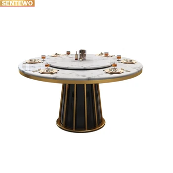 Дизайнер Роскошная круглая столовая Мраморная каменная плита обеденный набор 4 6 стульев mesa tablo мебель meuble Нержавеющая сталь золотая основа