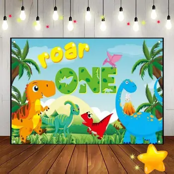 Динозавр Тропические джунгли Мир Фон Пользовательский День Рождения Фон Вечеринка Фото Украшение Фотография Фоны Баннер Студия