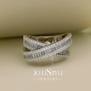  Желаемый импортный технологический бриллиант, кольцо из высокоуглеродистого серебра, женский бриллиант указательного пальца Сложенный и носимый