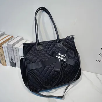 Женская нейлоновая сумка с вышивкой, простая черная сумка через плечо, сумка через плечо, сумки для мам большой емкости, сумка для женщин