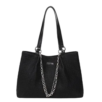Женская сумка Сумка через плечо PU Кожа Черные сумки для женщин Цепочка Повседневная сумка