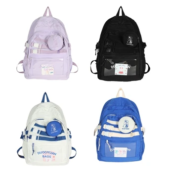 Женские рюкзаки Нейлоновый школьный рюкзак с несколькими карманами для студенток