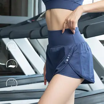 Женские шорты для йоги Дышащие высокоэластичные шорты для тренировок Цветочный принт Быстросохнущая спортивная одежда Поддельные шорты для бега из двух частей