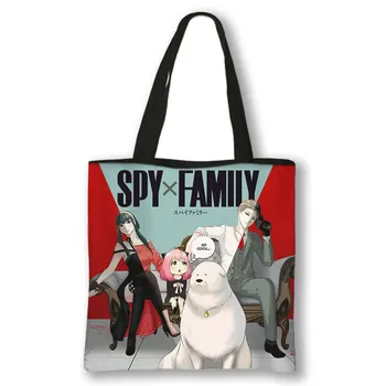 Женщины Харадзюку Шпион x Семейный холст SPYFAMILY Аниме Сумочка Anya Smug SpyСемейные сумки через плечо Сумка для покупок большой емкости Подарок