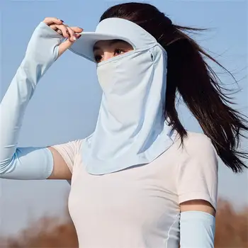Защита Ушной шарф Ледяная шелковая маска Быстросохнущая летняя маска для лица Дышащий На открытом воздухе Велоспорт Солнцезащитные шапки Кепки Анти-УФ