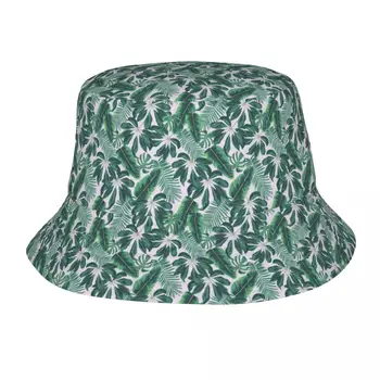  Зеленые тропические листья Лист подорожника Унисекс Шляпа-ведро Пользовательские летние пляжные шляпы от солнца
