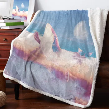 Зимнее теплое кашемировое одеяло из облаков звездного кита для кровати Шерстяные одеяла для офисного покрывала
