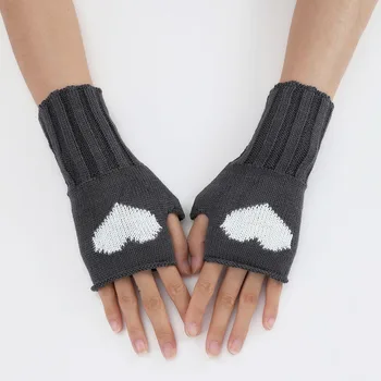 Зимние вязаные шерстяные перчатки для женщин Мягкие теплые перчатки на половину пальца punk Y2k Handschoenen Варежка без пальцев унисекс Guantes