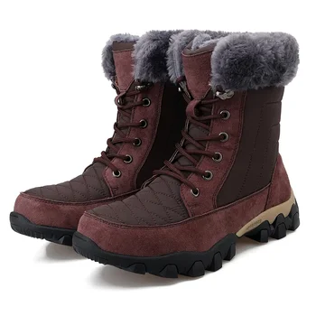 Зимние мужские ботинки Высококачественные водонепроницаемые зимние ботинки Сохраняют тепло Плюшевая нескользящая обувь для походов на открытом воздухе Рабочая повседневная обувь для мужчин