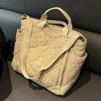  Зимние хлопковые сумки большой вместимости Модный дизайн Женские сумки Большая толстая сумка через плечо Повседневные женские сумки через плечо