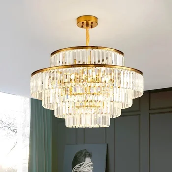 Золотая круглая светодиодная хрустальная люстра освещение современная подвесная лампа для гостиной, столовой, спальни, celing lamps, домашний декор, подвесной светильник