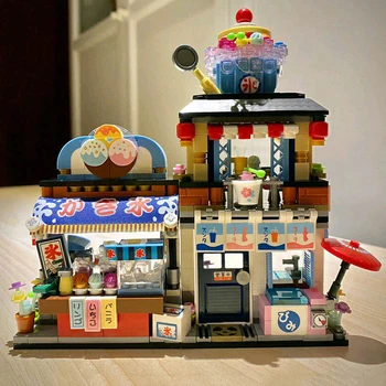 Игрушки для детей Город Улица Мороженое Магазин холодных напитков Ресторан Архитектура 3D Модель DIY Мини-блоки Кирпичи Здание