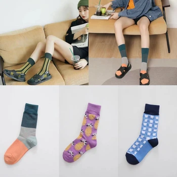 Индивидуальный тренд нейтральные носки японский и корейский ретро стиль уличные парные носки