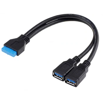 Кабель-адаптер USB 3.0, 20-контактный, один перетащите два на материнскую плату USB 3.0, 20-контактный на 2-портовый внешний удлинительный кабель