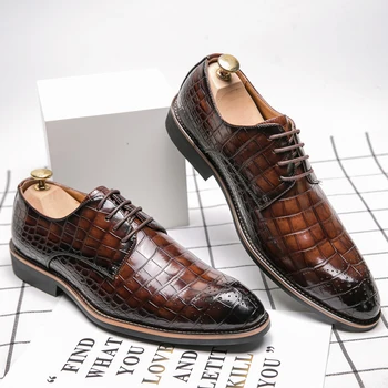 Классическая мужская обувь из натуральной кожи в стиле ретро офисная деловая обувь Остроконечная обувь на плоской подошве ручной работы Универсальная модная летняя