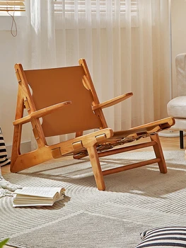 Кожаный диван с одним седлом из массива дерева, охотничий стул