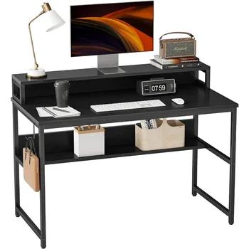 Компьютерный стол, домашний игровой офисный стол с местом для хранения и книжной полкой, письменный стол для обучения и письма с компактным дизайном, компьютерный стол