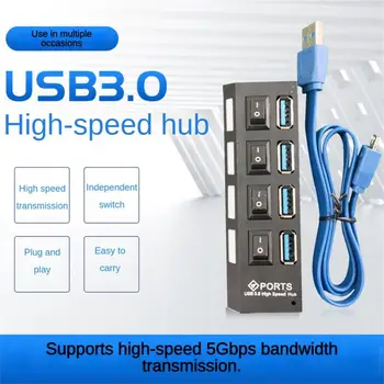 Концентратор USB 3.0 USB Hub 3.0 Multi USB Splitter 3 Hab Использовать адаптер питания 7 портов Мультирасширитель 3.0 USB3 Концентратор с переключателем для ПК