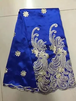 Королевский синий индийский George Fabrics 2022 Высококачественная африканская ткань для кружева Джорджа с гипюровыми пайетками ручной резки Джордж Кружево для вечеринки