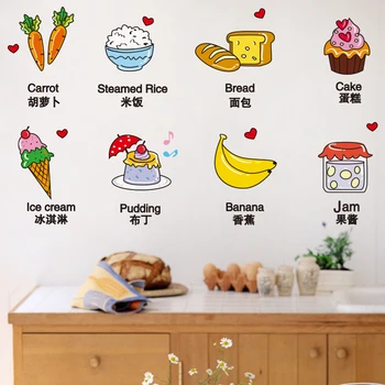 Креативные наклейки на стену кухни на холодильник съемные симпатичные стены для еды Искусство Водонепроницаемый шкаф Плитка Украшение дома