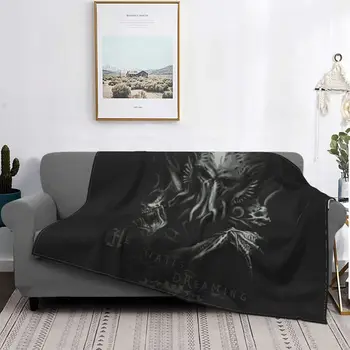 Ктулху Он ждет Сон Шерстяное одеяло Ужас Мертвая смерть Потрясающее одеяло для домашнего гостиничного дивана 125 * 100 см Коврик