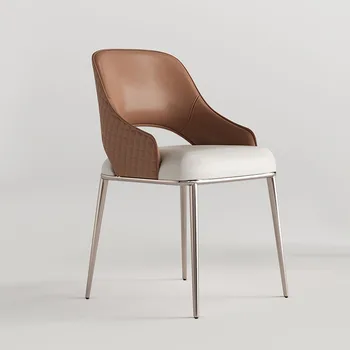 Легкий роскошный обеденный стул для дома современный минималистичный дизайнерский кожаный стул со спинкой итальянский минималистичный отель ресторан переговоры