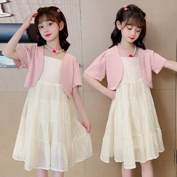 Летние платья для молодых девушек 4-16 лет Элегантное платье для вечеринок 2023 Новая детская одежда Бесплатная доставка Платье в корейском стиле